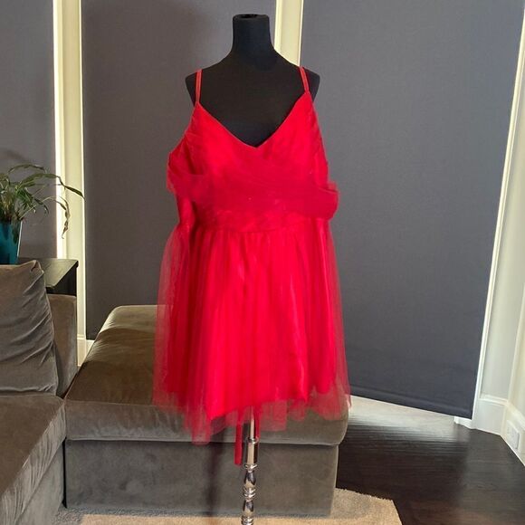 Women’s Red Short Prom Party Homecoming Dress Corset Back Plus Size 26W - Picture 1 of 11